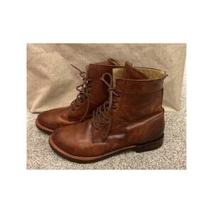 Sutro San Francisco Mendelle Brown Leather Handcrafted Combat Boots, sz 9